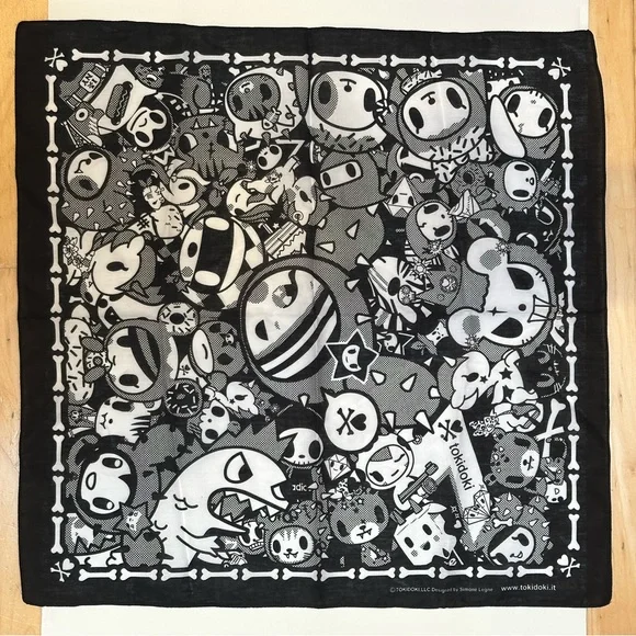 Tokidoki Black and White Scarf Bandana NWOT - Picture 2 of 6